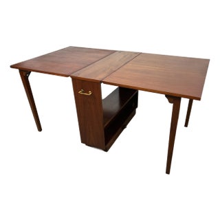Mid 20 Century Hide-Away Drop Leaf Walnut Dining Table For Sale