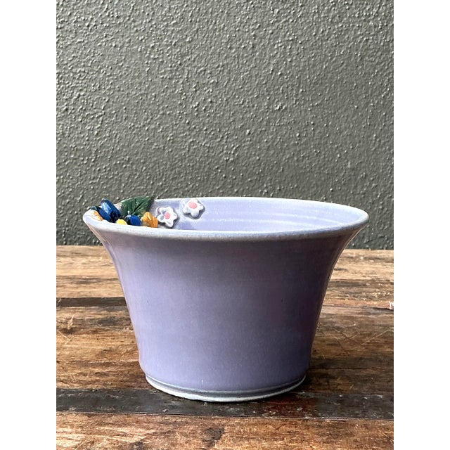 Contemporary Vintage Original Studio Pottery Double Flower Bowl For Sale - Image 3 of 12