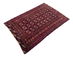 Vintage Turkish Rug in Red, Black and Beige, 1950s
