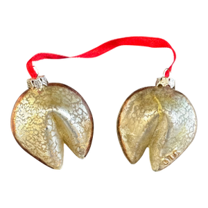 Vintage Gold Art Glass Christmas Ornament Fortune Cookies