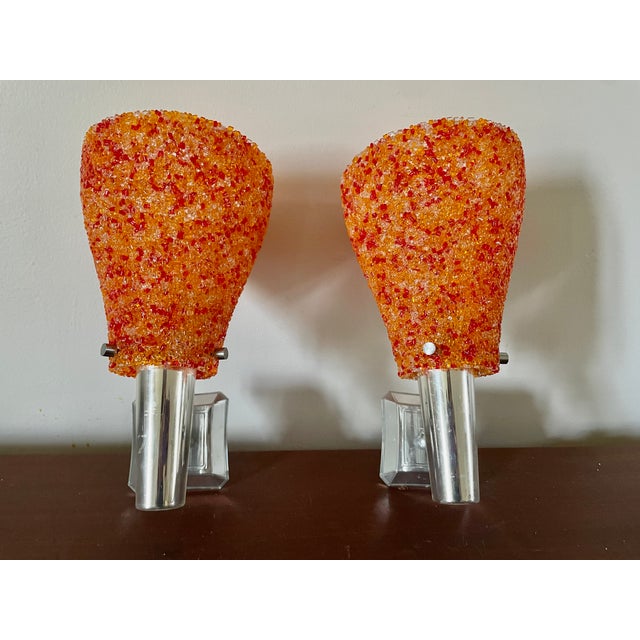 Orange Acrylic Glass Wall Lights, 1950s, Set of 2 For Sale - Image 9 of 9