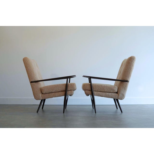 Pair of Sculptural Lounge Chairs in Teddy Wool, Circa 1970s For Sale - Image 4 of 8