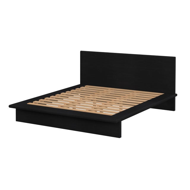 Spritely Home Accent Furniture Halmstad Wood Platform King Bed, Black For Sale - Image 4 of 9
