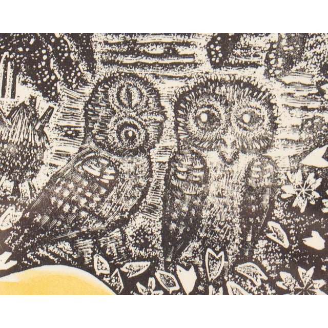 Late 20th Century Limited Edition Woodblock Print of Owls by Yoichi Kenmoku For Sale - Image 5 of 7
