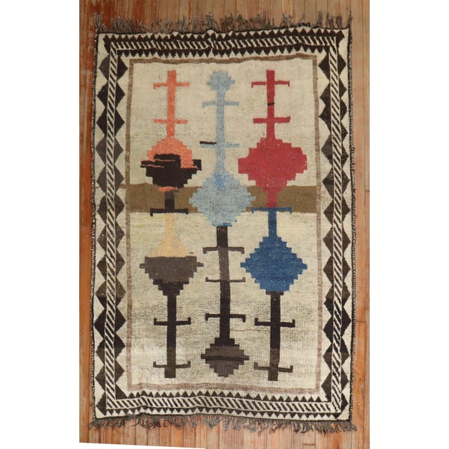 Early 20th Century Antique Zabihi Collection Persian Gabbeh Rug - 4'2" x 6' For Sale - Image 5 of 7