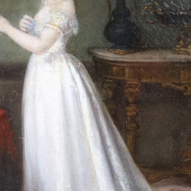 Scene Between Girls, 19th Century, Oil Painting on Canvas, Framed For Sale - Image 16 of 18