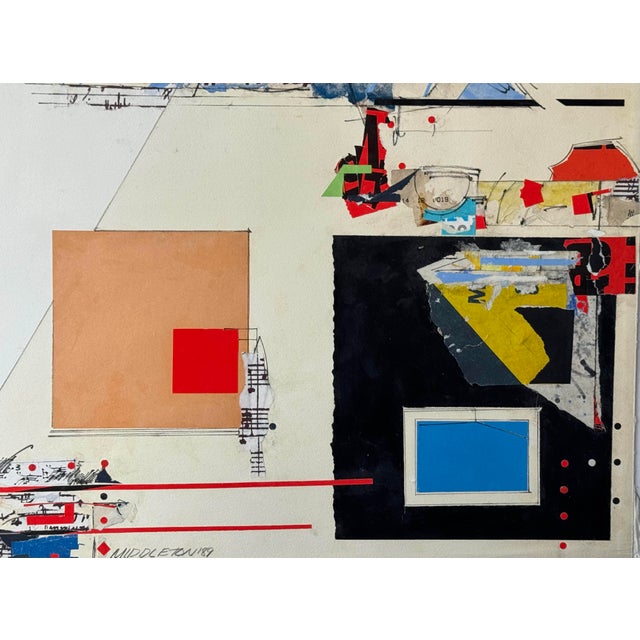 Collage and mixed media on paper, 49x63 cm. Signed and dated Middleton '89 Signed by Maker