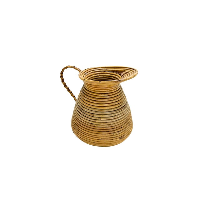 French Pencil Reed Rattan Vase, 1950s For Sale - Image 4 of 18
