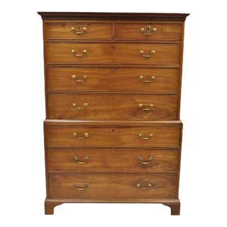 19th C. George III Mahogany Highboy Tall Chest on Chest 8 Drawer Dresser For Sale