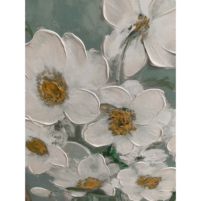 Contemporary Large Framed Textured Floral Wall Art For Sale - Image 3 of 3