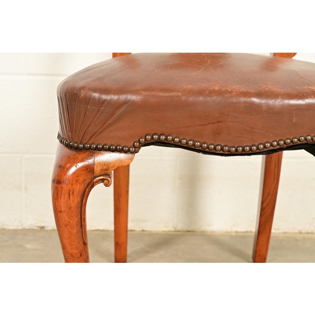Brown Antique English Queen Anne Burl Wood Side Chairs or Dining Chairs, Circa 1860s For Sale - Image 8 of 14