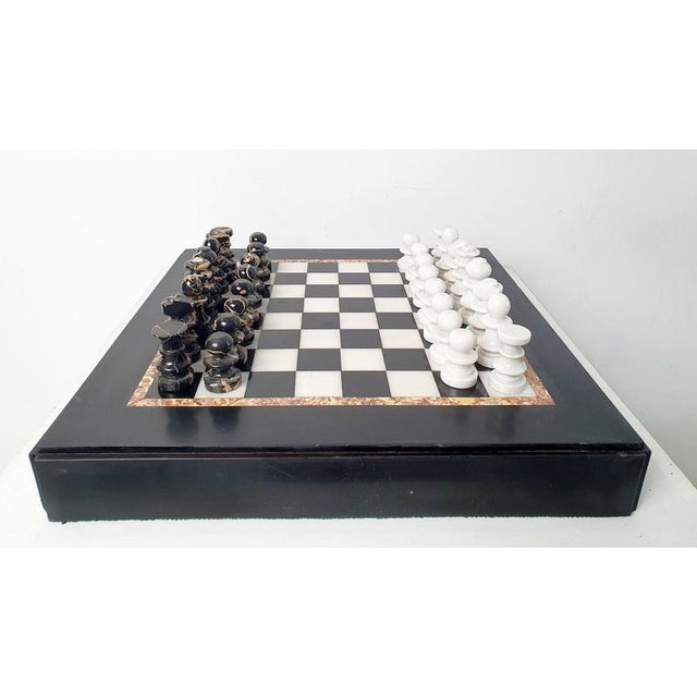 Black Mid-Century Modern Italian Marble Chess Board, 1980s For Sale - Image 8 of 11