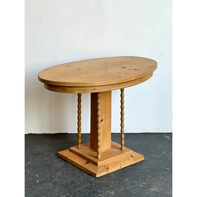 Late 20th Century Vintage Knotty Pine Turned Wood Side Table For Sale - Image 5 of 12