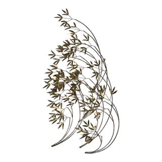 Signed Curtis Jere Wall Sculpture Windswept Metal Bamboo Leaf, Circa 1970s For Sale
