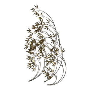 Signed Curtis Jere Wall Sculpture Windswept Metal Bamboo Leaf, Circa 1970s