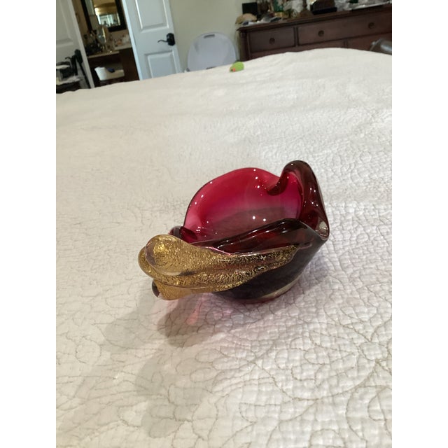 Ruby Red Murano Ruby & Gold Leaf Glass Bowl by Flavio Poli/Seguso For Sale - Image 8 of 8