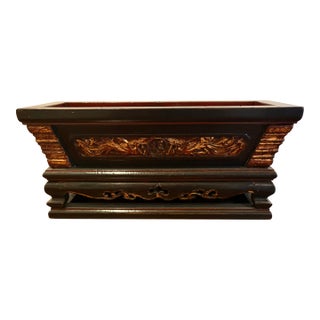 Antique Decorative Chinese Wood Box in Red, Black, and Gold For Sale