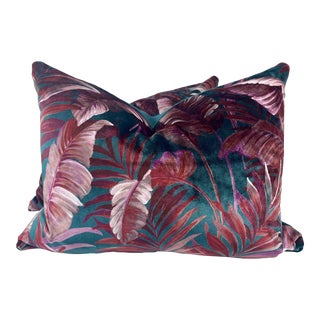S. Harris "Floral Kingdom" in Fuschia/Blue 16"x20" Pillows-A Pair For Sale