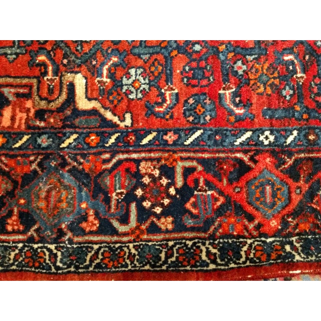 Vintage Persian Bidjar Rug, Hand-Knotted Wool, Geometric Pattern, Red & Blue, 5x8 For Sale In Chicago - Image 6 of 18