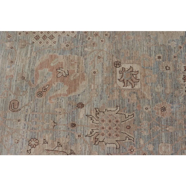 Modern Oushak Rug With Soft Blue-Green Field and Warm Taupe 11'11 X 15'1 For Sale - Image 10 of 12