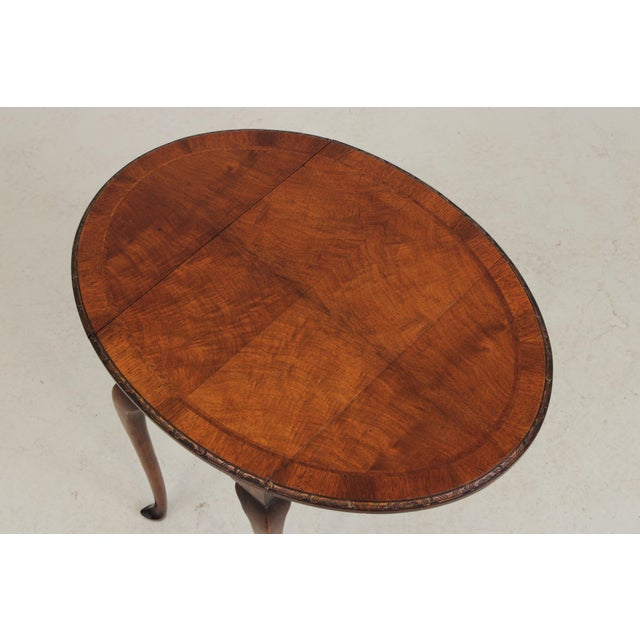 1960s Vintage Walnut Inlaid Pembroke Drop Leaf Table For Sale - Image 5 of 10