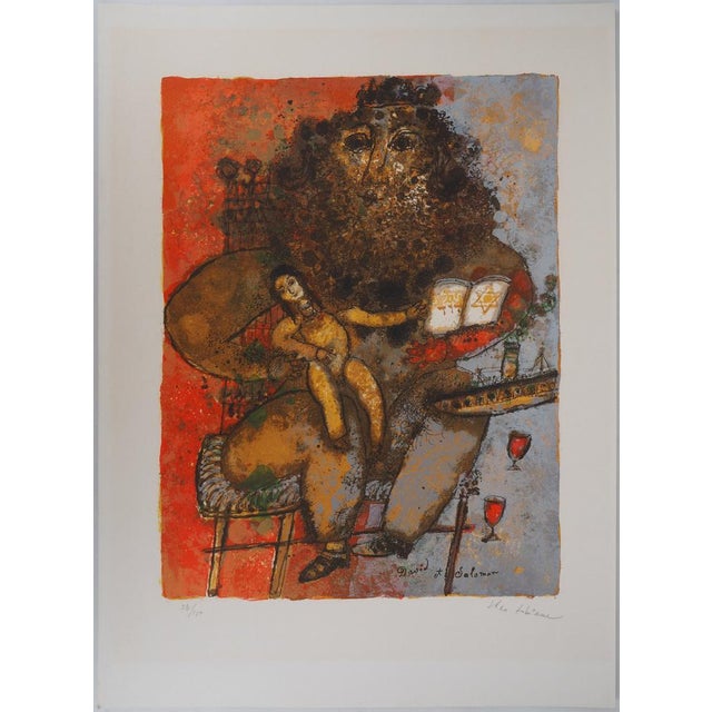 Theo TOBIASSE (1927-2012) David and Solomon Original lithograph On BFK Rives Vellum Laminated on thin cardboard Signed in...