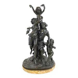 A Patinated Bronze Group Mounted on Marble Base