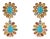 21.07 Carats Turquoise Diamond Floral Drop Earrings With Rainbow Sapphires in 14k Gold- A Pair For Sale