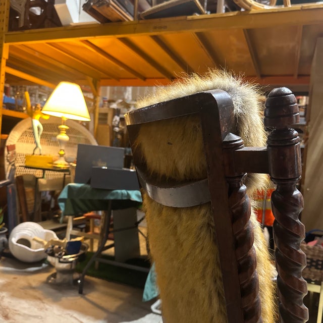 Vintage Faux Fur Barley Twist Rocking Chair For Sale - Image 12 of 12
