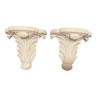 Vintage Prince of Wales Feather Plumes Plaster Wall Shelf Relief Plaque - A Pair For Sale