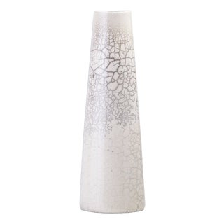 Japanese Modern White Crackle Raku Vase from Laab Milano For Sale