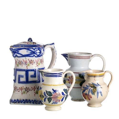 Portuguese manufacture from the 19th/20th century, decorated with floral motifs. Hairlines, small defects and flaws in the...