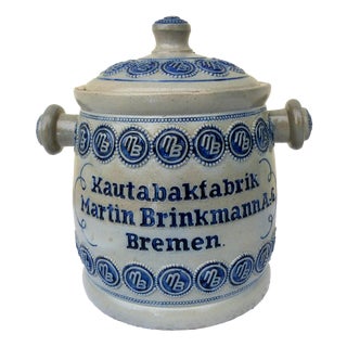 Antique Chewing Tobacco Pot from the Martin Brinkmann A.-G. Chewing Tobacco Factory, Bremen, 1900 For Sale