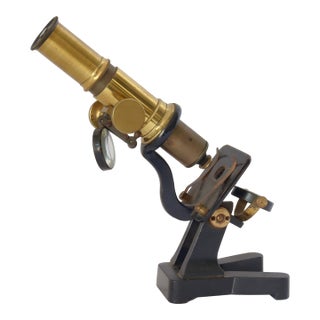 Antique Brass and Metal Microscope For Sale