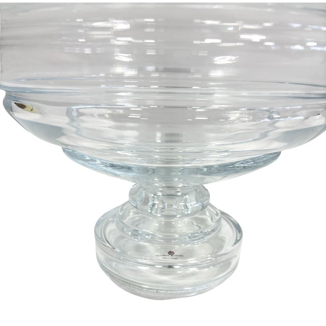 Thick, uniquely detailed clear glass bowl. Hand blown in Portugal.
