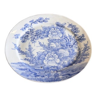 Antique Japanese Blue and White Porcelain Oval Serving Platter, Meiji Period, Circa 1870s–1900s For Sale