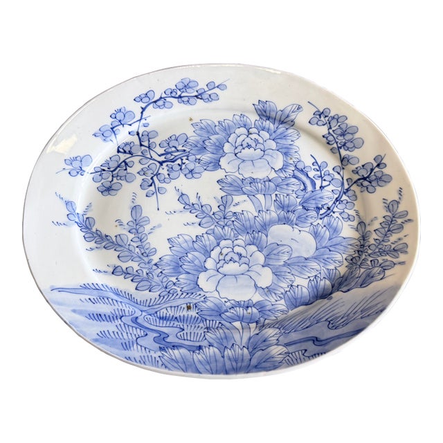 Antique Japanese Blue and White Porcelain Oval Serving Platter, Meiji Period, Circa 1870s–1900s For Sale