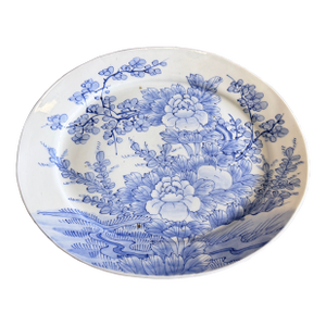 Antique Japanese Blue and White Porcelain Oval Serving Platter, Meiji Period, Circa 1870s–1900s