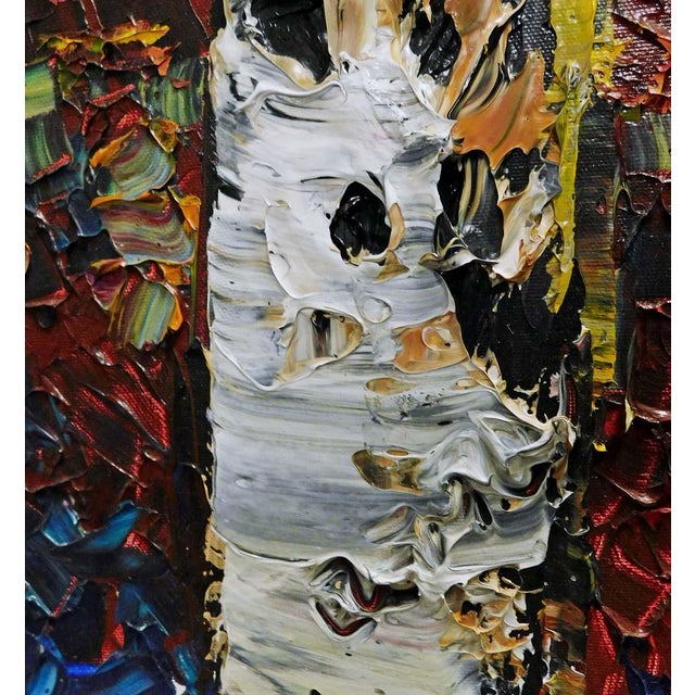 Maya Eventov Aspen Trees Original Acrylic Painting on Canvas Custom Framed Art For Sale - Image 9 of 10