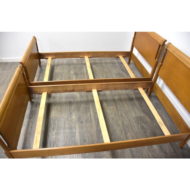 Solid Maple Traditional Sleigh Beds a Pair Chairish