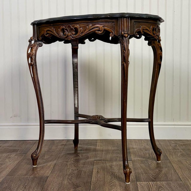 Brown Vintage Louis XV Style Marquetry Side Table For Sale - Image 8 of 16