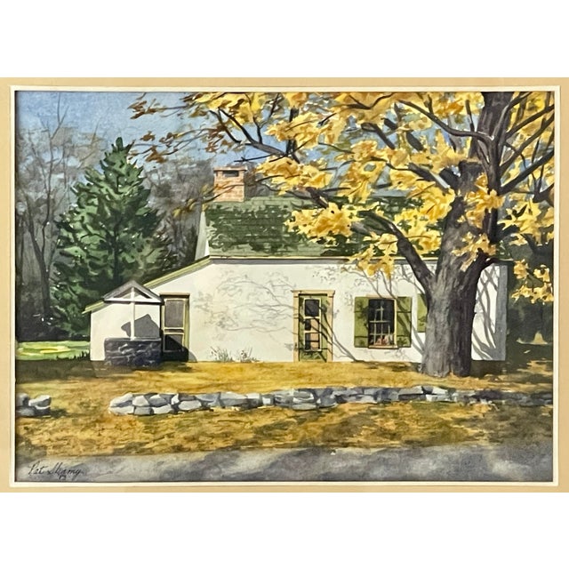 1980s 1983 Watercolor Painting, "Home Near Sergeantsville, New Jersey" by Pat Shamy, Framed For Sale - Image 5 of 10