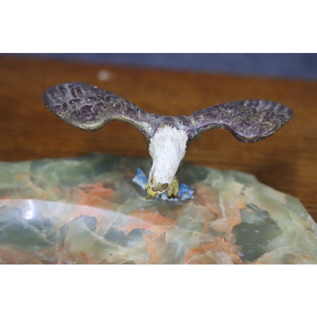 1910s Bronze Bald Eagle on Green Onyx Base For Sale - Image 5 of 11