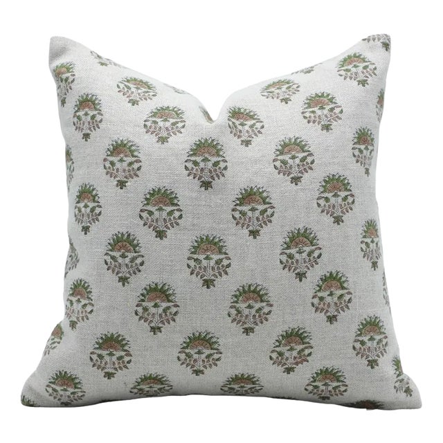 Fabdivine Indian Block Print Cushion Cover 24x24 Inch Thick Linen-Indarjeet For Sale