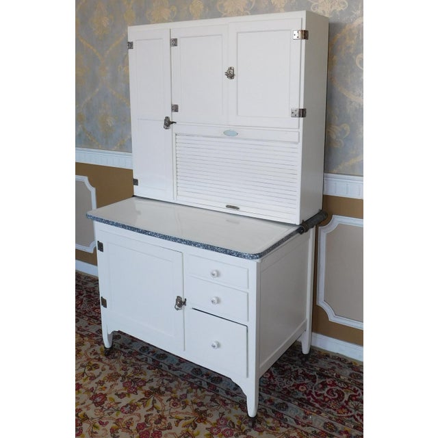 Antique Sellers Restored Painted White Hoosier Kitchen C1890