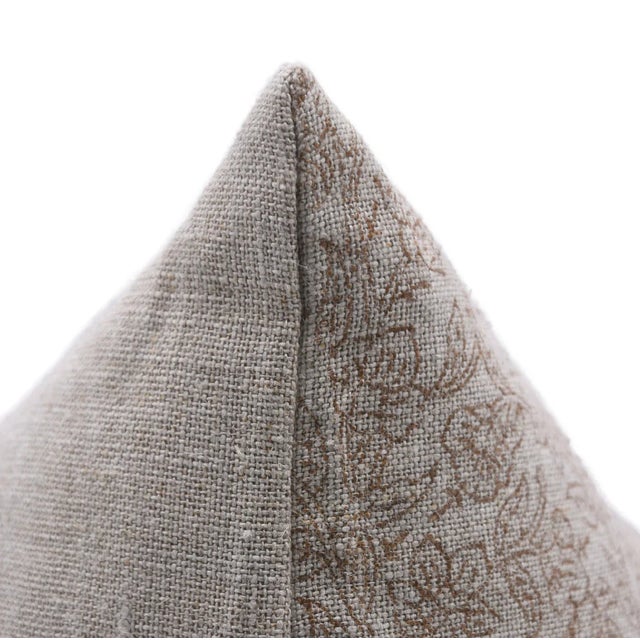 Rustic Block Print Custom Pillow Cover 20x20 Inch- Thick Linen - Vishv Jaal For Sale - Image 3 of 5