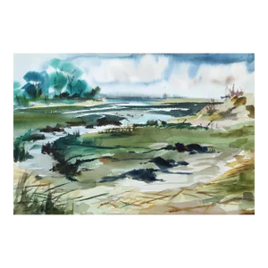 1960s "Stony Brook P4.15" Watercolor Painting by Eve Nethercott
