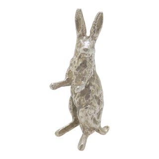 Vintage Italian Handmade Genuine Silver Standing Rabbit Figurine Miniature For Sale