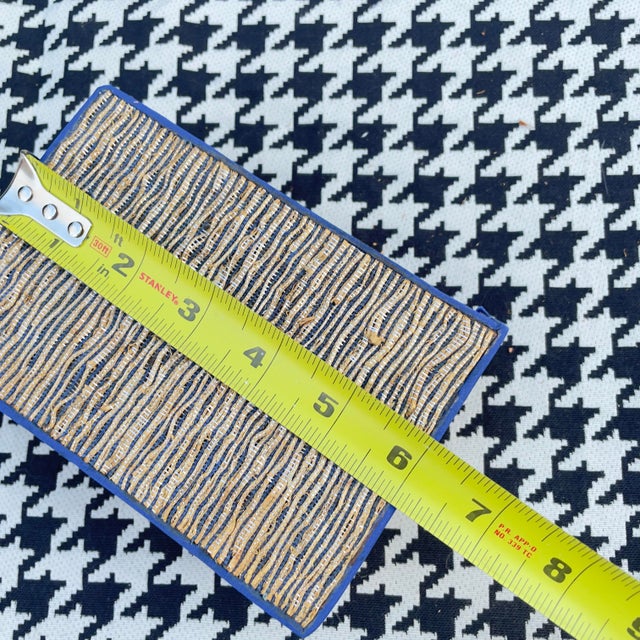 Mid Century Gold and Blue Napkin Rings and Box- 8 Pieces For Sale - Image 10 of 13