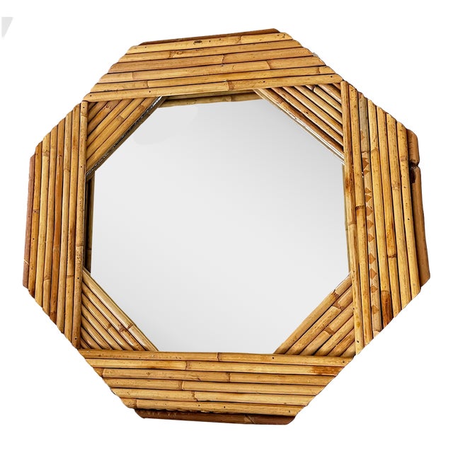 Raymor Bamboo 8-Sided Octagon MCM Modernist Mirror For Sale
